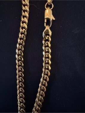 Italian sterling with Gold Tone Curb Chain Necklace - Men's Accessory